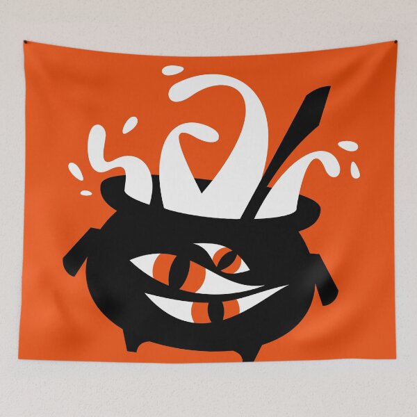 Item preview, Witch's cauldron with tentacle monster inside (on orange) designed and sold by SergPerep.