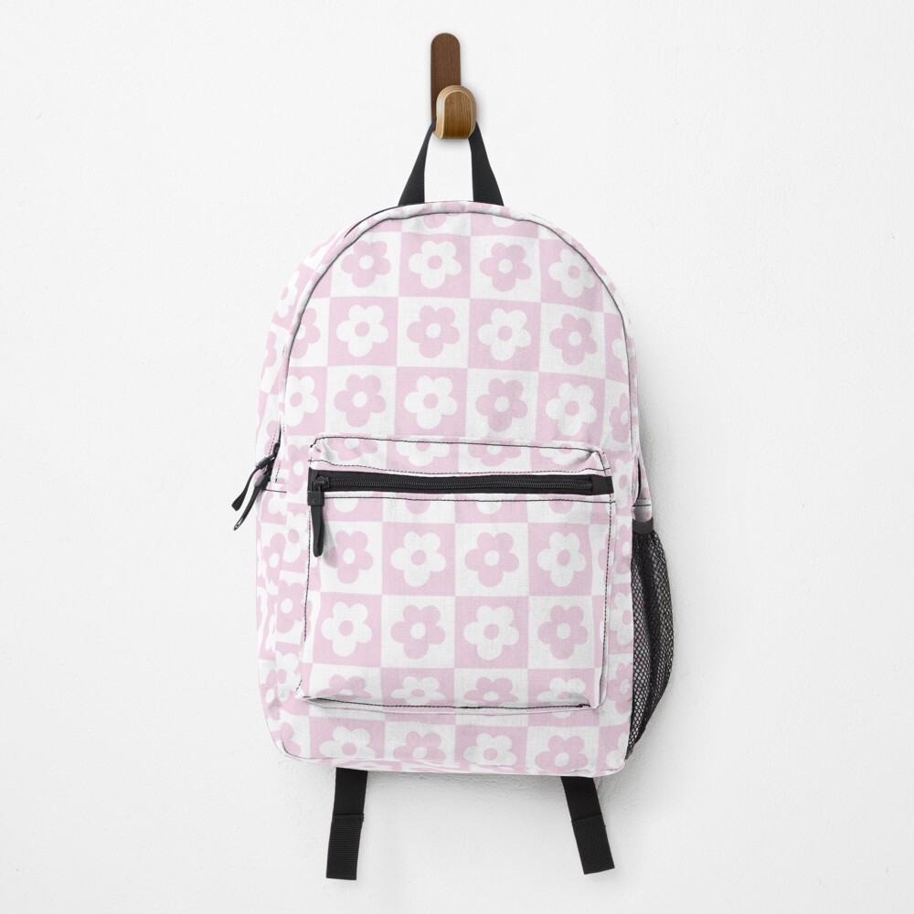pink checkered backpack