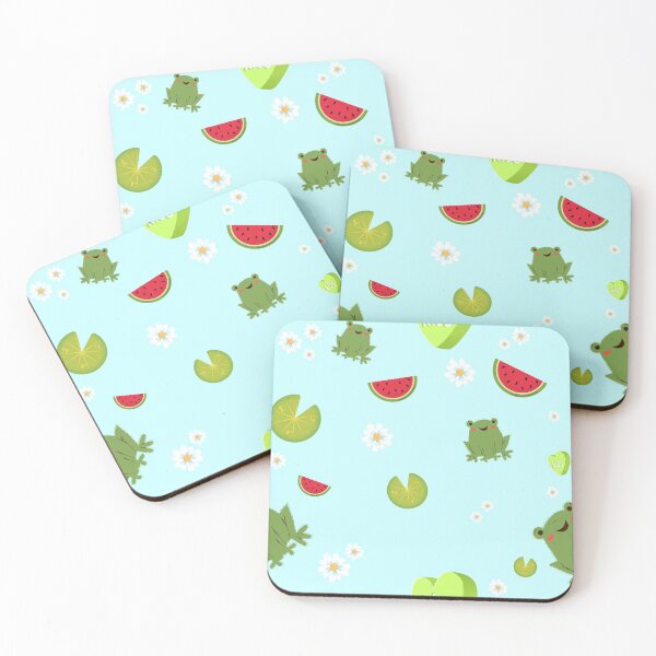 Item preview, little frog with watermellons and water lilies pattern designed and sold by -justb-.