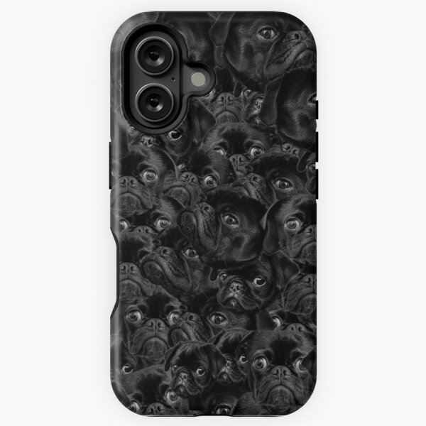 Vista previa del artículo con la obra «Diseño de patrón de cachorro de Pug negro», diseñado y vendido por justjonboy.