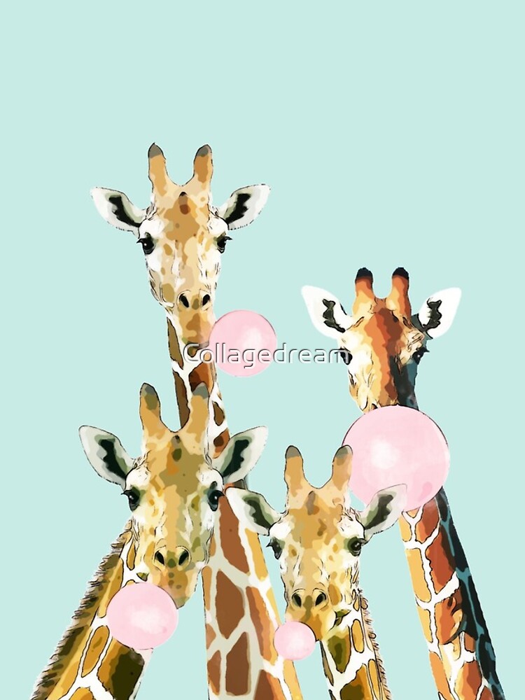 Discover Watercolor giraffes with bubblegum, funny animals, cute, kawaii giraffe Iphone Case