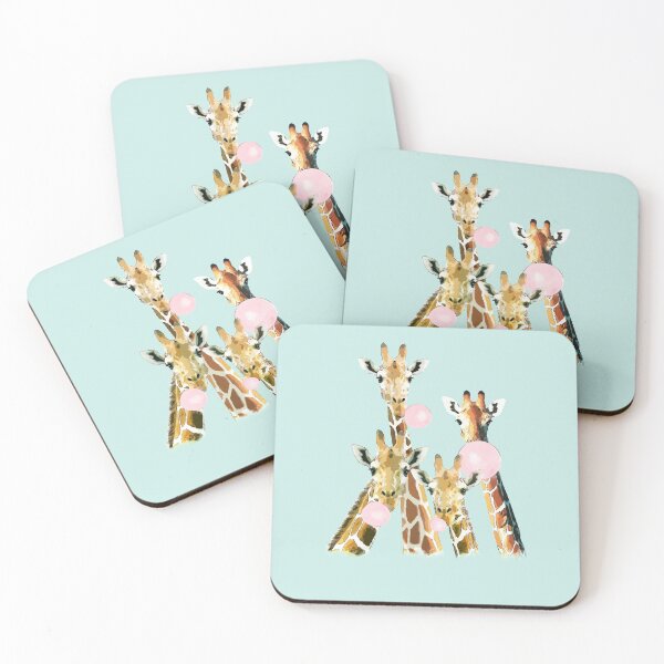 Item preview, Watercolor giraffes with bubblegum, funny animals, cute, kawaii giraffe designed and sold by Collagedream.