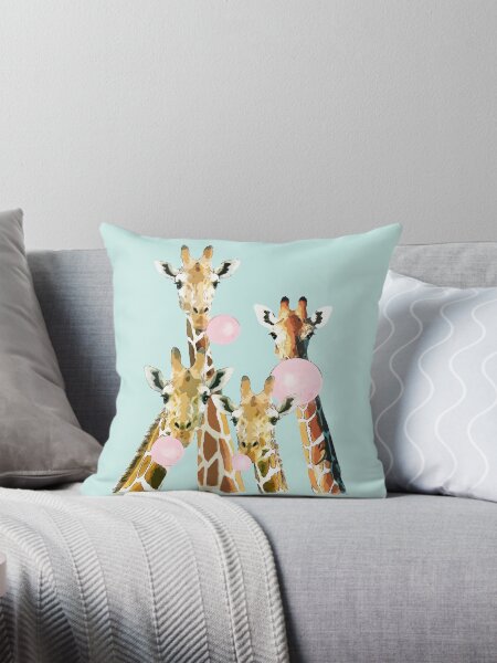 Artikel-Vorschau von Aquarell-Giraffen mit Kaugummi, lustige Tiere, süß, Kawaii-Giraffe, designt und verkauft von Collagedream.