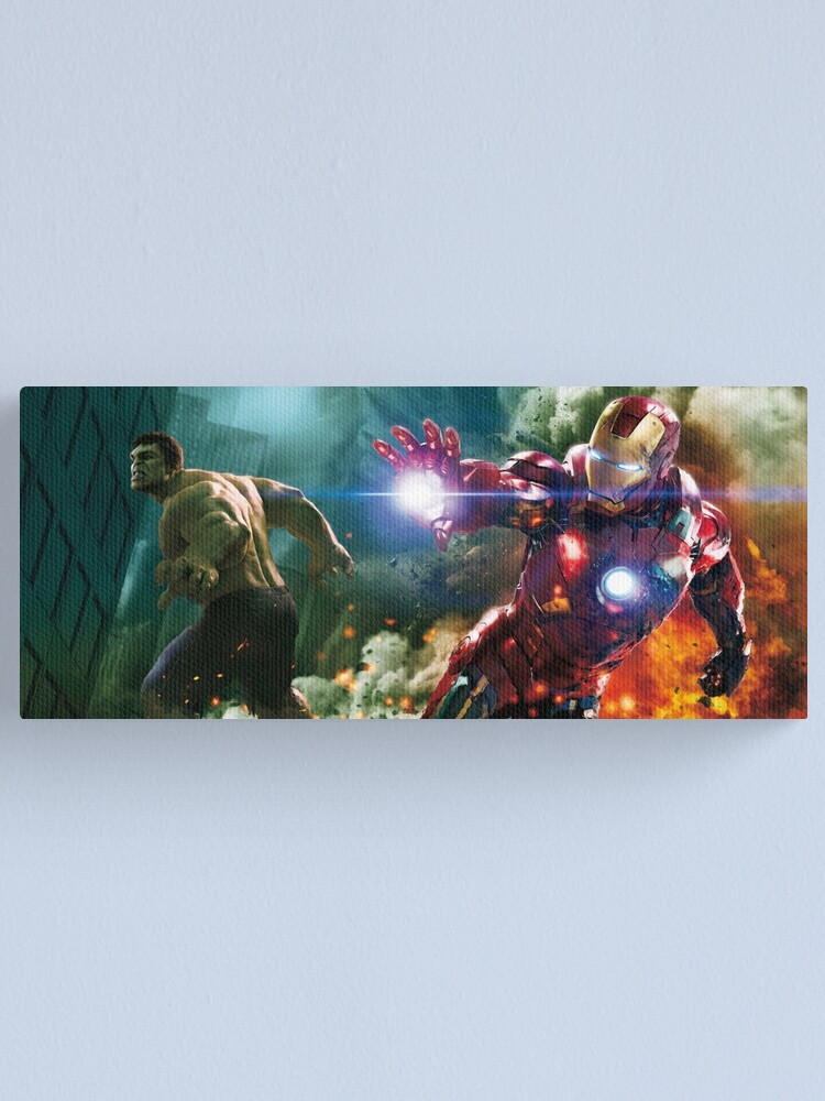 superhero marvel iron man incredible hulk canvas print for sale by hamzafandi redbubble