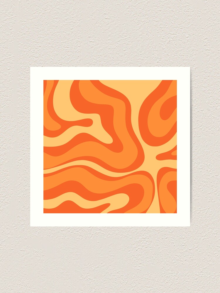 Retro Liquid Swirl Abstract Pattern Square Tangerine Orange Tones