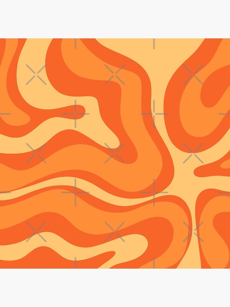 Retro Liquid Swirl Abstract Pattern Square Tangerine Orange Tones