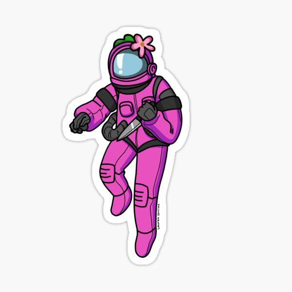 "Among Us Character (Pink with Flower)" Sticker for Sale by LaurenEColl