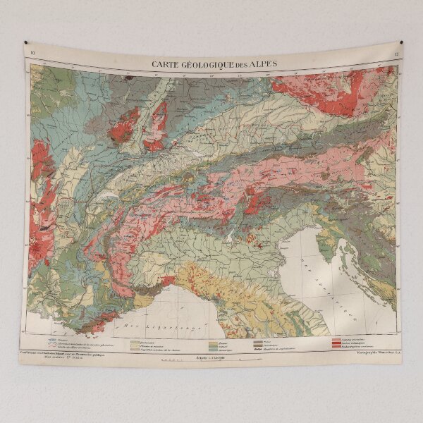 Item preview, Vintage Alps Geology Map (1921) Vintage Swiss Mountain Range Geologic Atlas designed and sold by BravuraMedia.