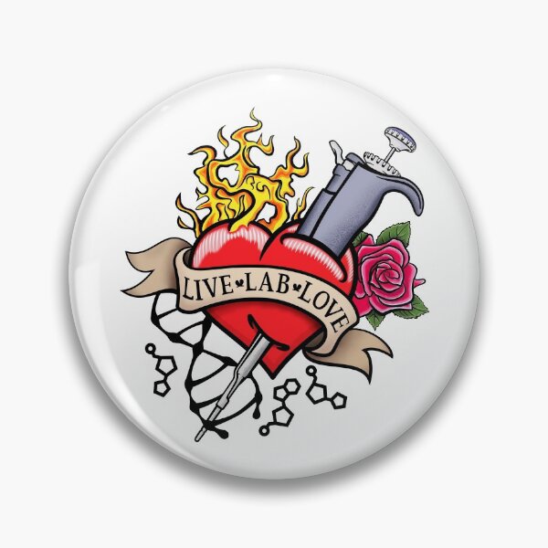 Item preview, Live Lab Love Science Biology Traditional Tattoo Design designed and sold by Zit-Zat-Zot.