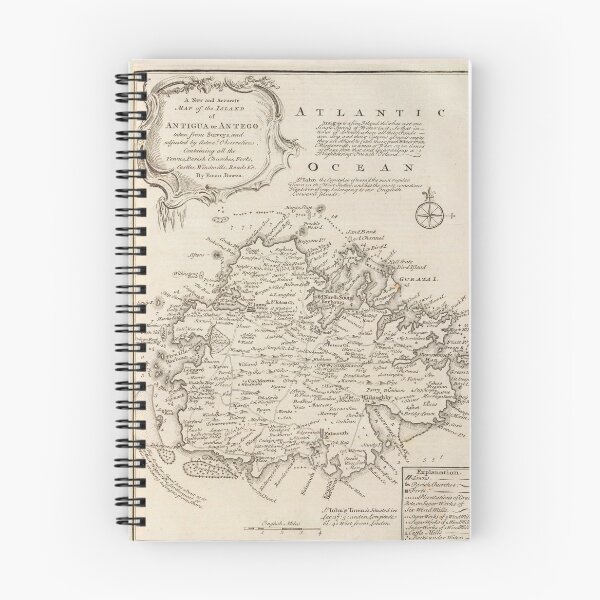 Item preview, Old Antigua Map (1747) Vintage Waladli Island Atlas designed and sold by BravuraMedia.