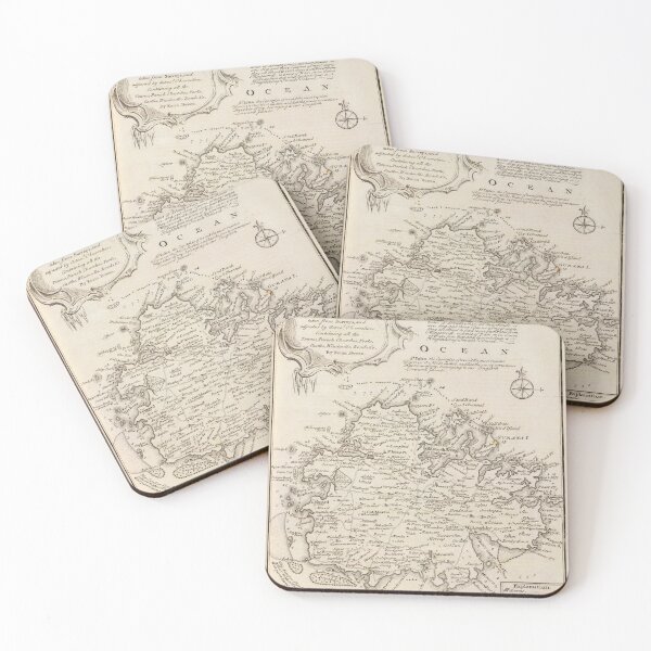Item preview, Old Antigua Map (1747) Vintage Waladli Island Atlas designed and sold by BravuraMedia.