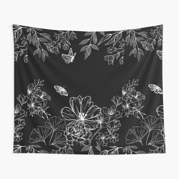 Black and White, Floral, Pattern, Minimalist, Modern, Abstract