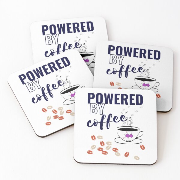 Item preview, Powered by coffee with purple caffeine molecule and coffee beans designed and sold by LiLohaveaplan.