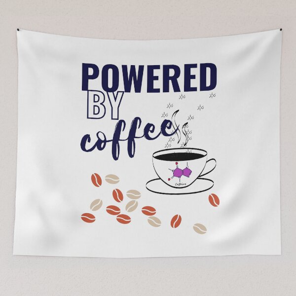 Item preview, Powered by coffee with purple caffeine molecule and coffee beans designed and sold by LiLohaveaplan.