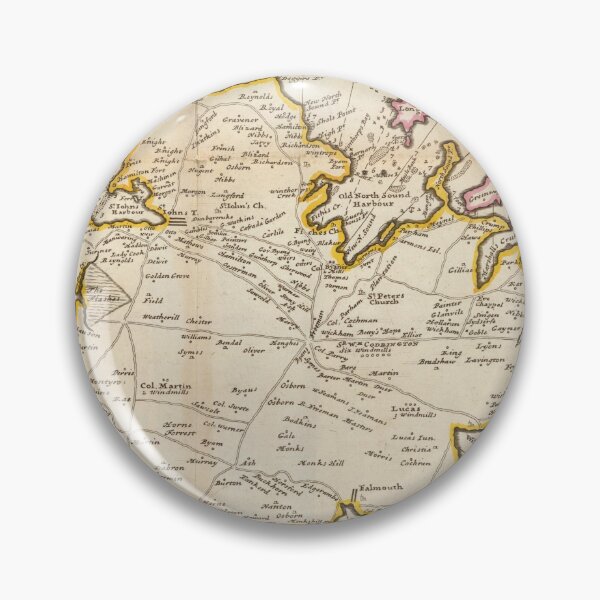Item preview, Old Antigua Map (1736) Vintage Waladli Island Atlas designed and sold by BravuraMedia.