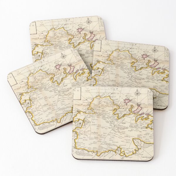 Item preview, Old Antigua Map (1736) Vintage Waladli Island Atlas designed and sold by BravuraMedia.