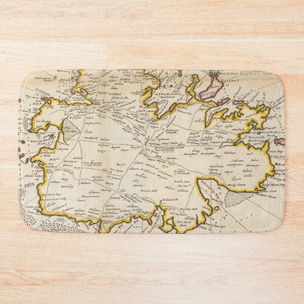 Item preview, Old Antigua Map (1736) Vintage Waladli Island Atlas designed and sold by BravuraMedia.