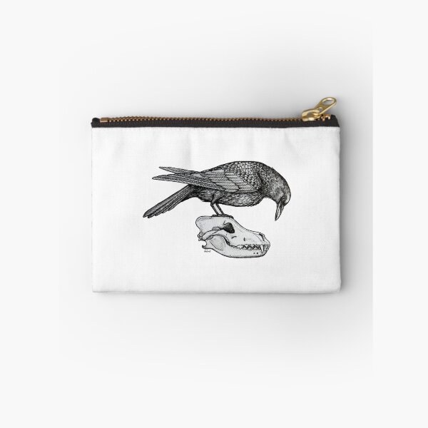 Item preview, Raven with Wolf Skull - Original Bird and Skull Ink Illustration designed and sold by linbirds.