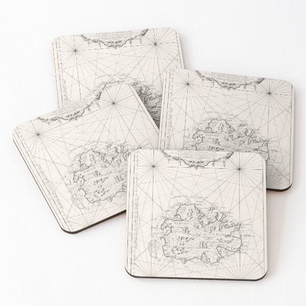 Item preview, Old Antigua Map (1758) Vintage Waladli Island Atlas designed and sold by BravuraMedia.