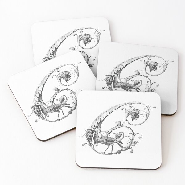 Item preview, C Beautiful Bird Calligraphy Initial Monogram Sticker Vintage designed and sold by VntgDesignCo.