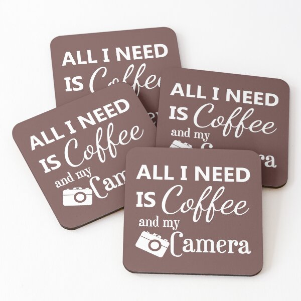 Item preview, all I need is coffee and my camera - coffee and camera - International coffee day - Gifts for coffee lovers - Funny coffee quotes designed and sold by Alice-Elgawi.