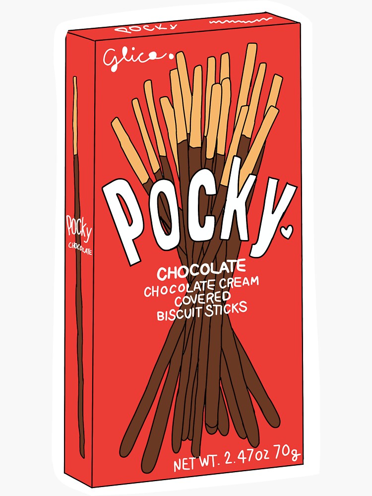 "Pocky Chocolate Biscuit Drawing" Sticker for Sale by exvrii Redbubble