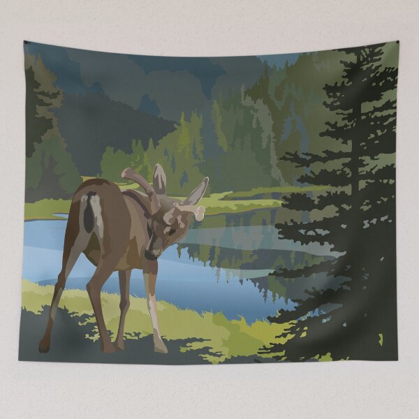 Item preview, Deer Snow Mountains Lakes and Streams designed and sold by jeff-jones.