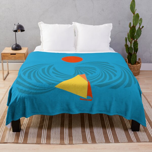 Item preview, Blue Sea Waves Yellow Sailing Boat designed and sold by Anna Lemos.