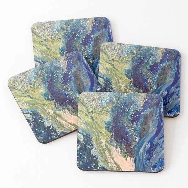 Item preview, Ocean acrylic pour paint print designed and sold by PolkaDotzy.
