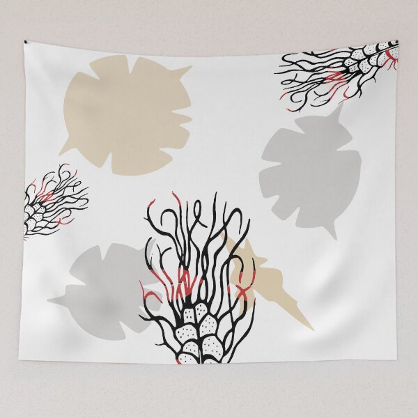 Item preview, Modern art, neutral abstract art, beige, red, black and grey designed and sold by hvasilevshop.