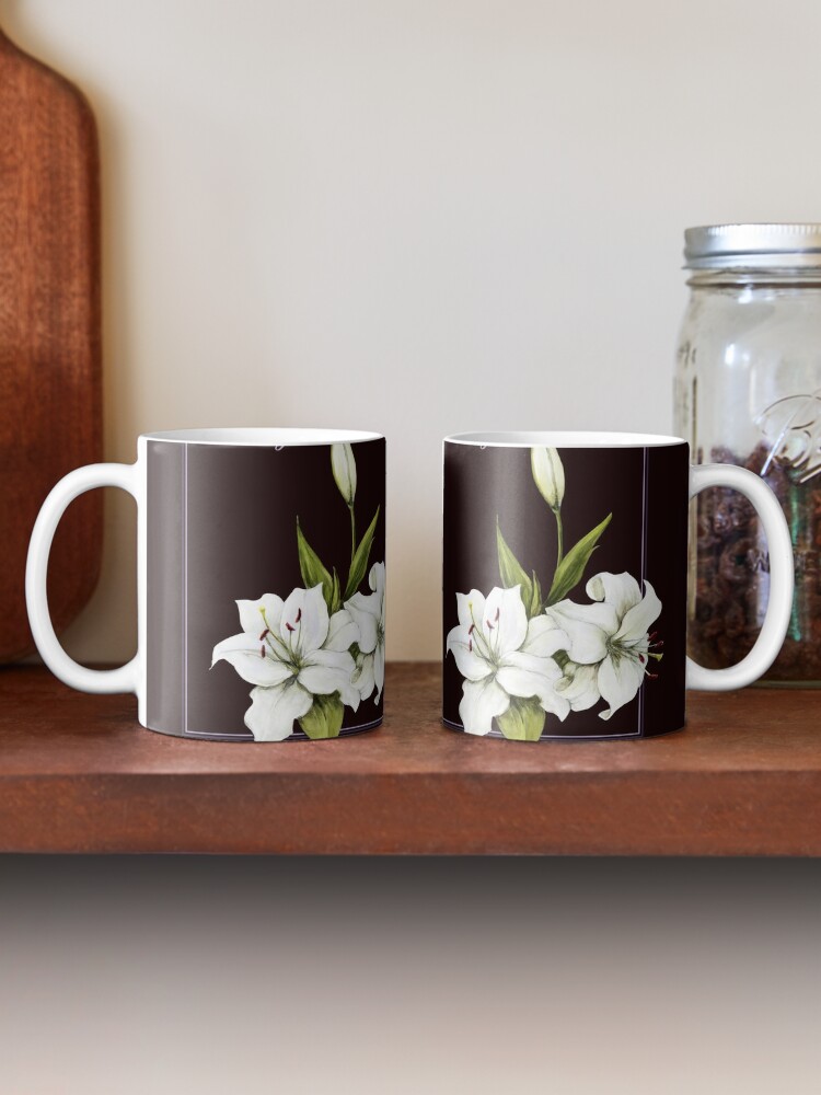 Large Glass Mug - White Flowers