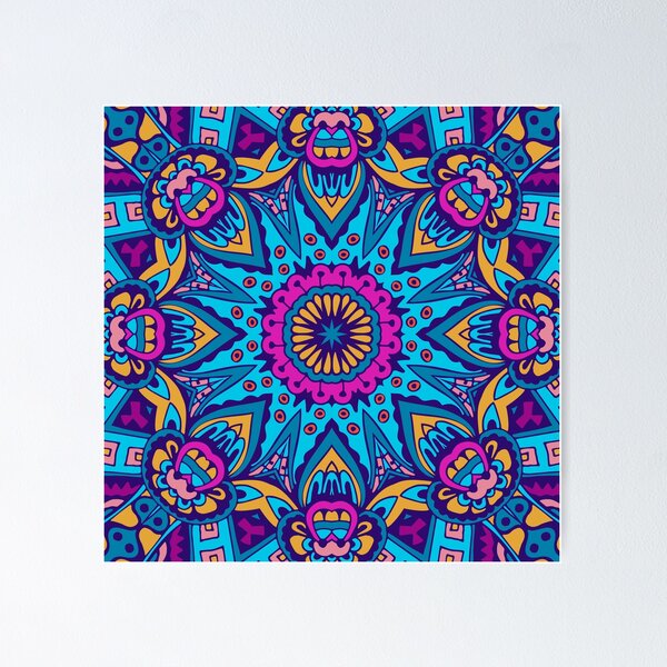 Abstract Boho Festive Mandala Digital Pattern Art Poster
