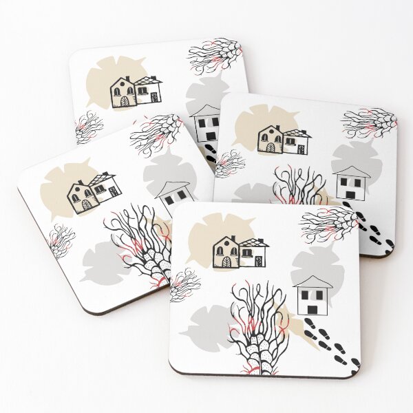 Item preview, Houses abstract art, Shoeprints abstract art, Neutral Abstract Art designed and sold by hvasilevshop.