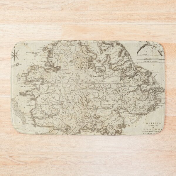 Item preview, Old Antigua Map (1775) Vintage Waladli Island Atlas designed and sold by BravuraMedia.