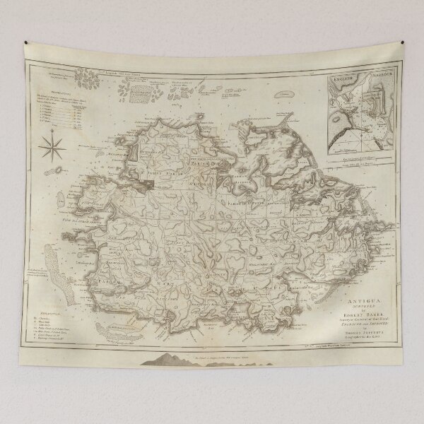 Item preview, Old Antigua Map (1775) Vintage Waladli Island Atlas designed and sold by BravuraMedia.