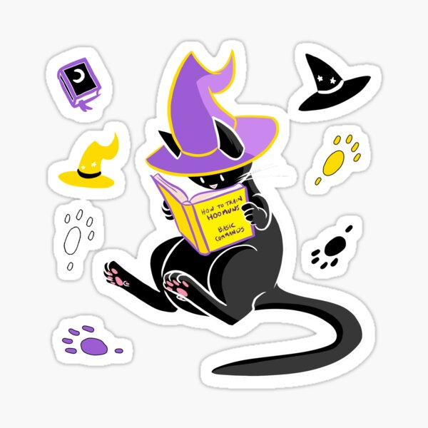 Nonbinary Pride Witch Kitty Sticker
