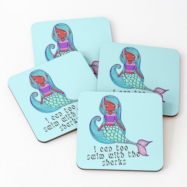 Item preview, Cute Black Mermaid Declares "I Can Too Swim With The Sharks" designed and sold by StormyMuse.