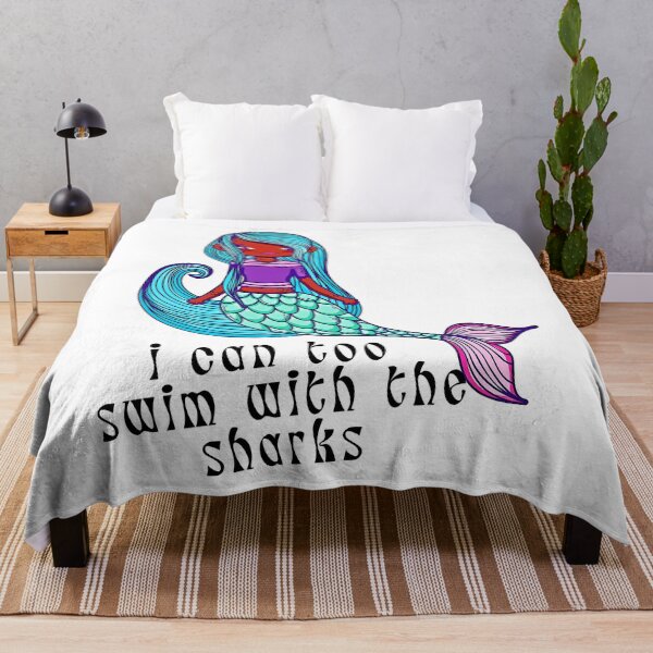 Item preview, Cute Black Mermaid Declares "I Can Too Swim With The Sharks" designed and sold by StormyMuse.