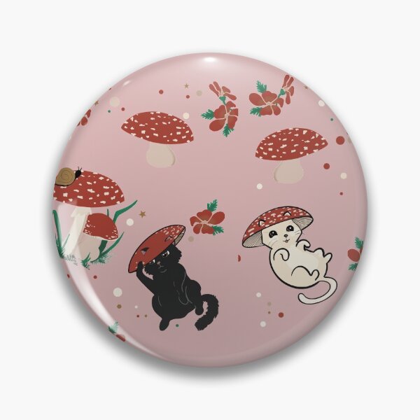 Item preview, Pink- mushrooms, cat, and friends  designed and sold by moda-M.