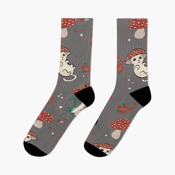 Item preview, Grey- mushrooms, cat, and friends  designed and sold by moda-M.