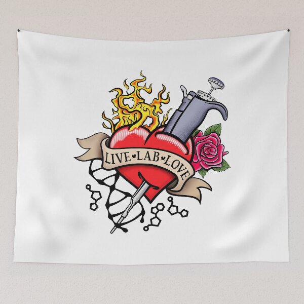 Item preview, Live Lab Love Science Biology Traditional Tattoo Design designed and sold by Zit-Zat-Zot.