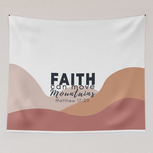 Item preview, Faith can move mountains. Matthew 17:20, Bible verse, Christian verse, Pandemic verse designed and sold by Eunoia-ikigai.