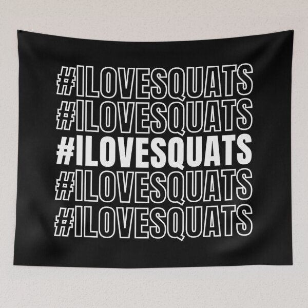Item preview, I Love Squats Repeated Text White - Funny Gym designed and sold by GymWearDepot.
