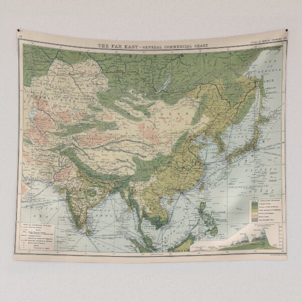 Item preview, Old Asia Commercial Shipping Routes Map (1907) Vintage Eastern Hemisphere Ports Chart designed and sold by BravuraMedia.