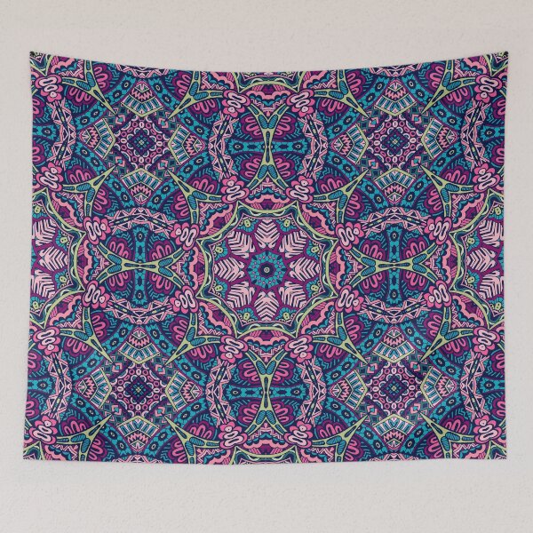 Item preview, Abstract Boho Mandala Digital Pattern Art - Pink and Blue designed and sold by avalonmedia.