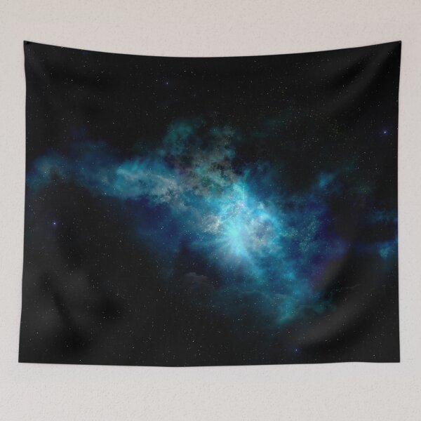 Artikelvorschau, Sapphire Nebula, blue Milky way, Aesthetic cosmos, shiny galaxy, starry dark tapestry, trendy home decor art, wall entworfen und verkauft von August-E.