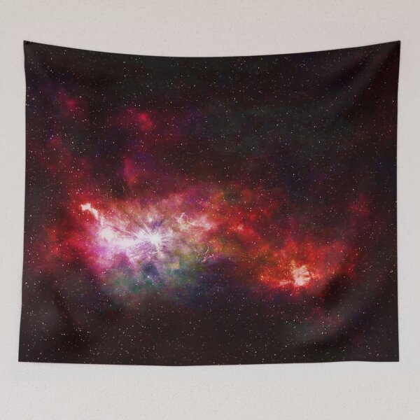 Artikelvorschau, Ruby Nebula, red Milky way, Aesthetic cosmos, shiny galaxy, starry dark tapestry, trendy home decor art, wall entworfen und verkauft von August-E.
