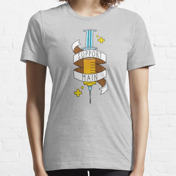 Support Main | Gamer Art FPS RPG | Doctor Syringe and Banner | Yellow Blue Essential T-Shirt