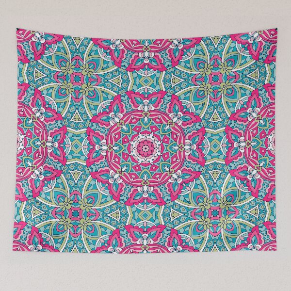 Item preview, Abstract Boho Mandala Digital Pattern Art - Green and Pink designed and sold by avalonmedia.