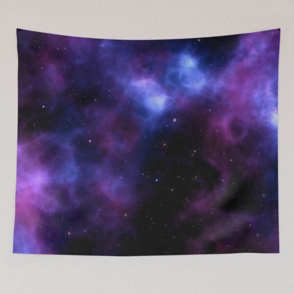 Artikelvorschau, Tie dye Milky way, cosmic clouds, Aesthetic blue purple galaxy, starry dark tapestry, trendy home decor art, wall entworfen und verkauft von August-E.